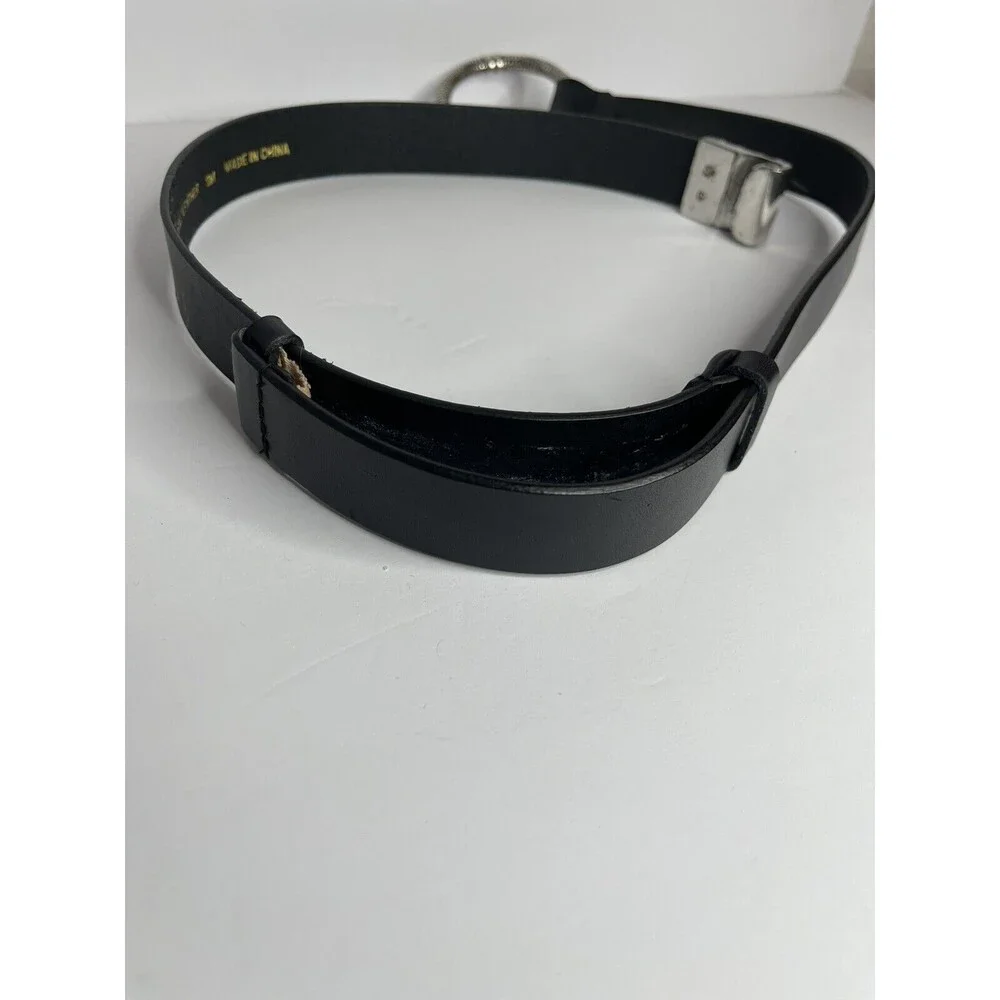 Chicos Genuine Leather Clasp Belt Women's Small Black Ring Clasp Adjustable